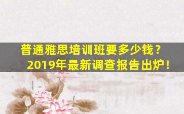 普通雅思培训班要多少钱？ 2019年最新调查报告出炉！